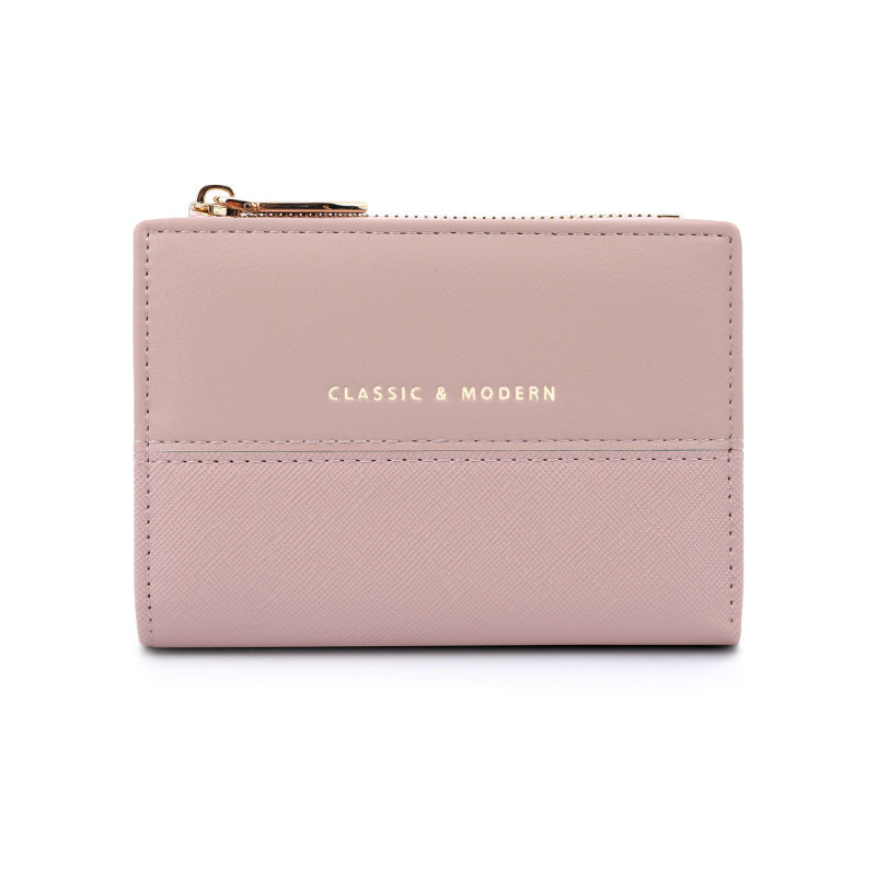 High-grade Folding Stitching Fashion Korean Style Ladies Wallets
