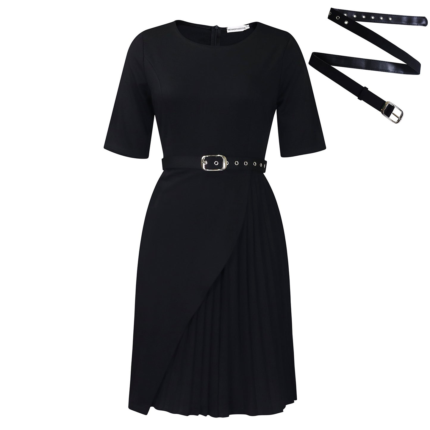 Women's Temperament Sleeve High Waist Pleated Commuter Dresses