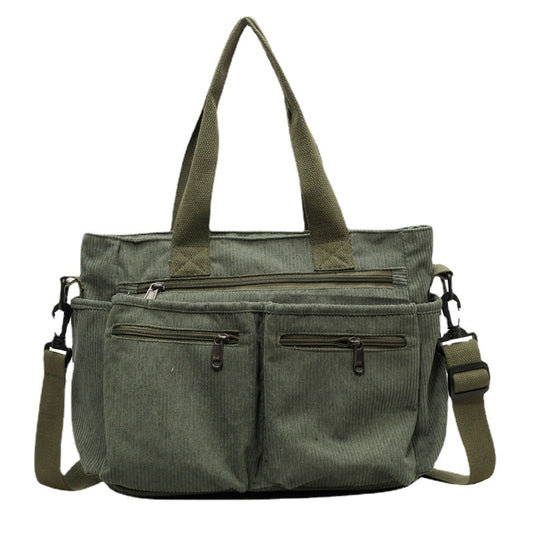 Women's Large Capacity Corduroy Korean Style Simple Crossbody Bags