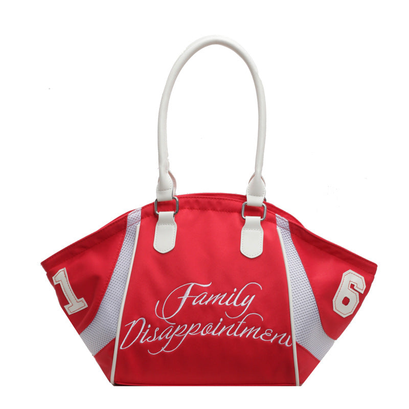 Women's Fashion Bowling Large Capacity Embroidered Letter Tote Bags