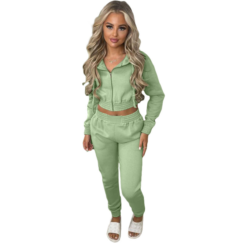Women's Brushed Hoody Hooded Sports Leisure Suits