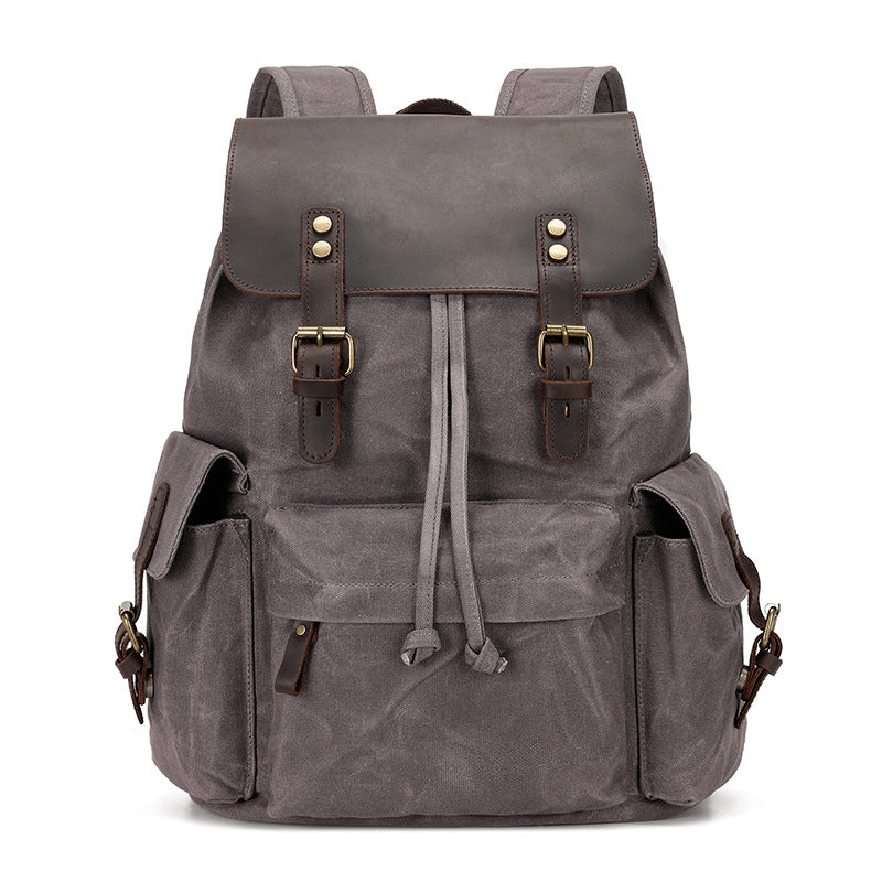 Leather Canvas Trend Computer Waterproof Oil Backpacks
