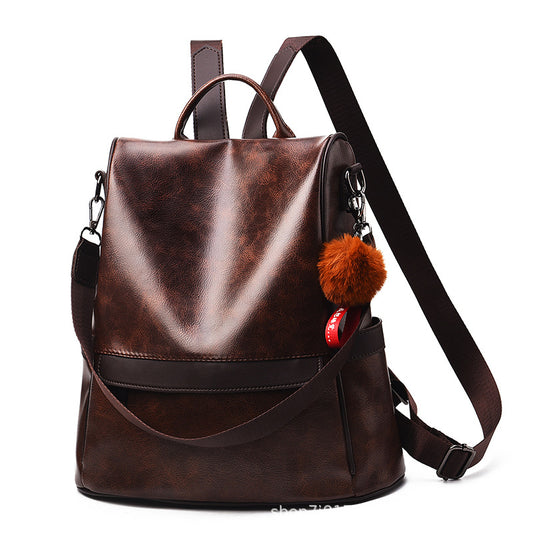 Women's Retro Soft Surface Fashion Trendy Green Backpacks
