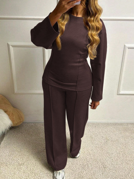 Women's Casual Fashion T-shirt Trousers Two-piece Suits