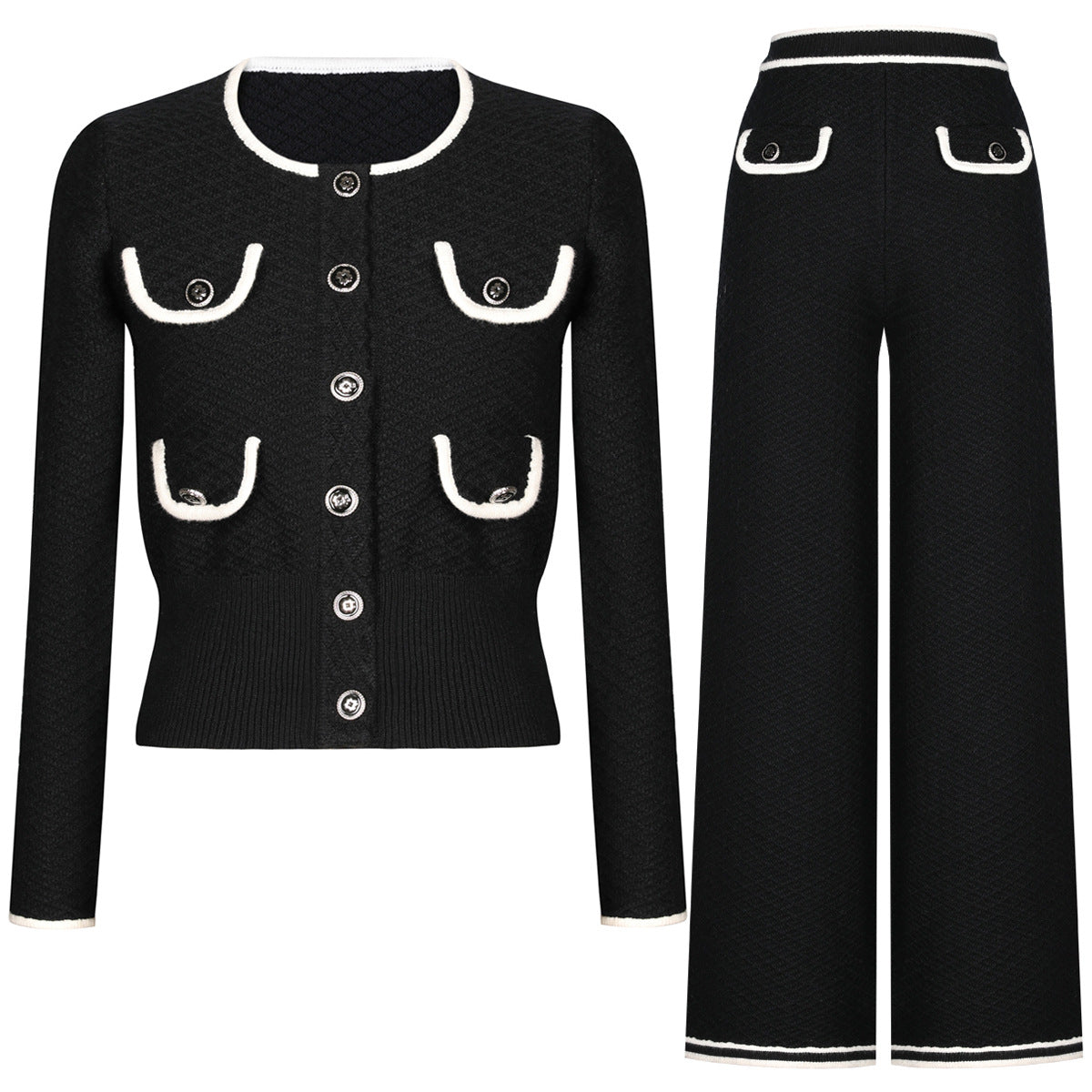Popular Fashion Knitted Woolen Tup Straight Suits