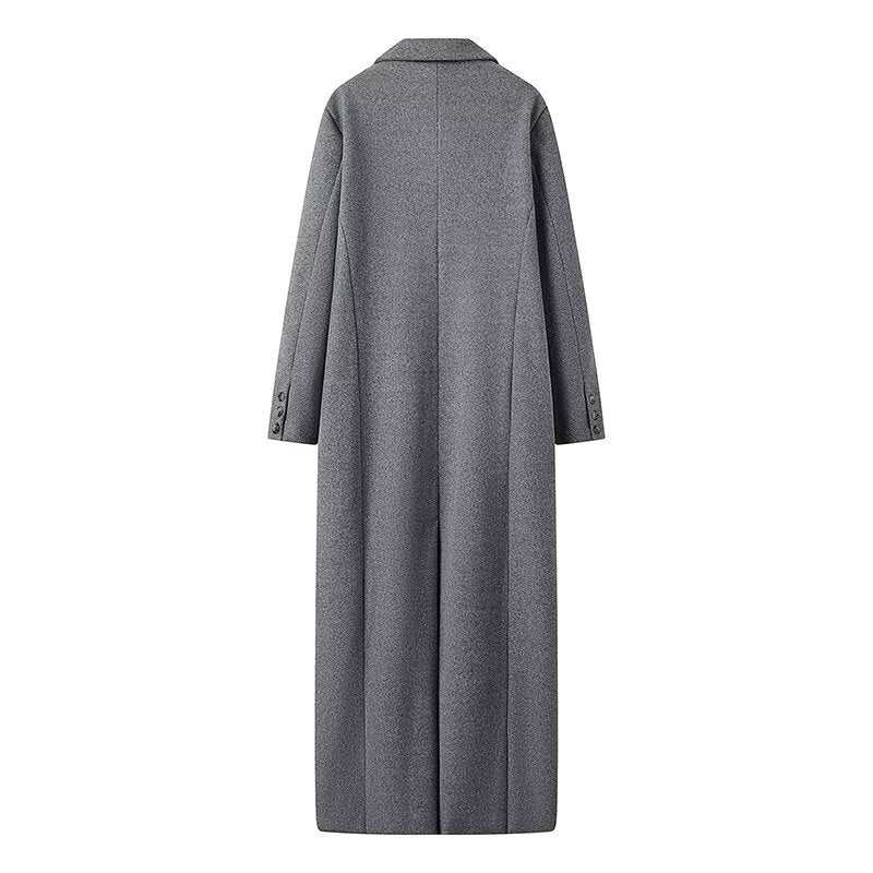 Women's Button Long Woolen Lengthened Trench Coats