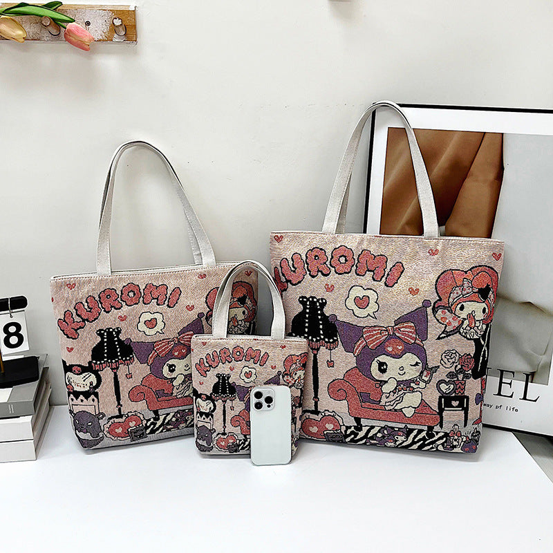 Silk Jacquard Embroidered Cloth Large Capacity Tote Bags