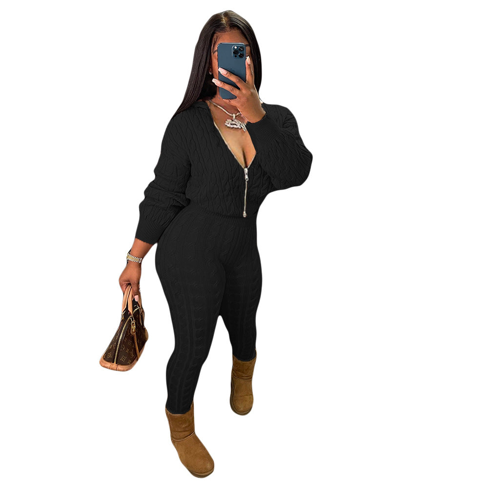 Women's Creative Personality Zipper Set Two-piece Suits