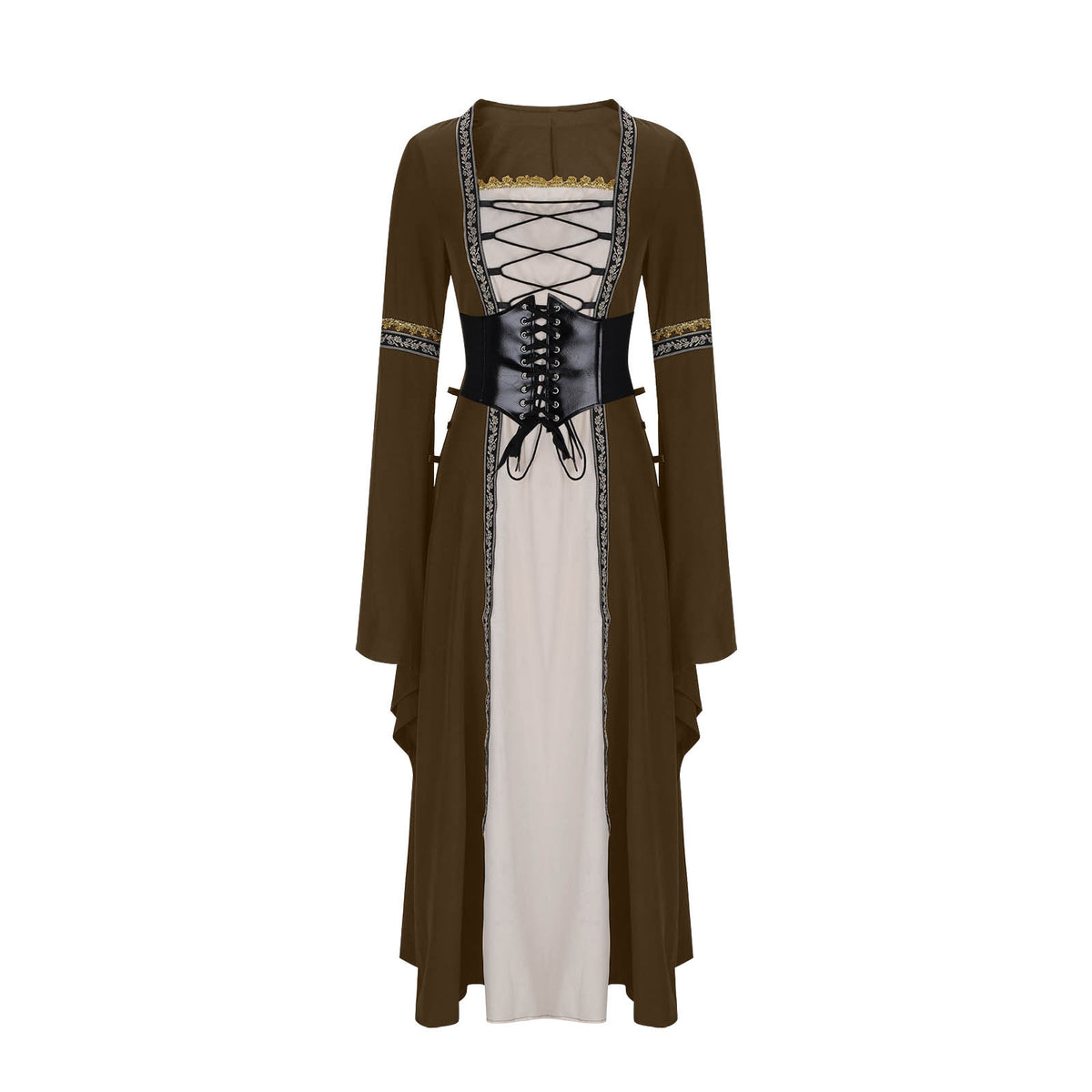 Women's Square Collar Long Sleeve Flare Lace Gothic Retro Clothing