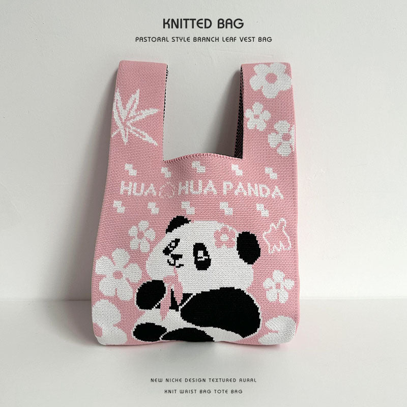 Female Cute Panda Cartoon Mobile Storage Handbags
