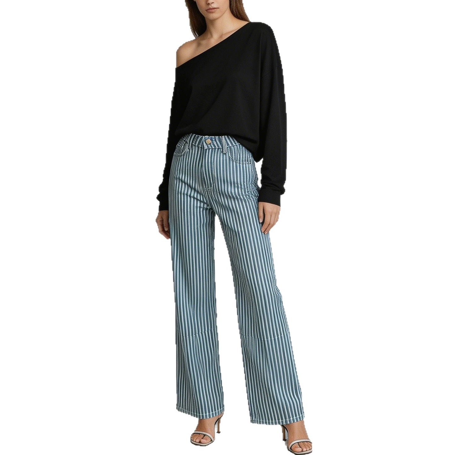 Innovative Source Stripe Fashion Design Casual Women's Jeans
