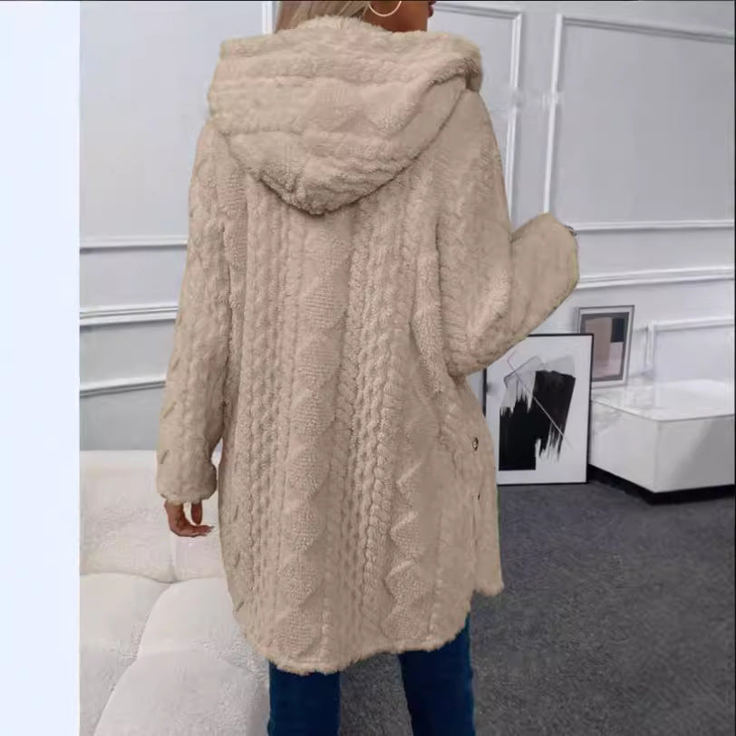 Stylish Warm Fashion Jacquard Plush Hooded Sweaters