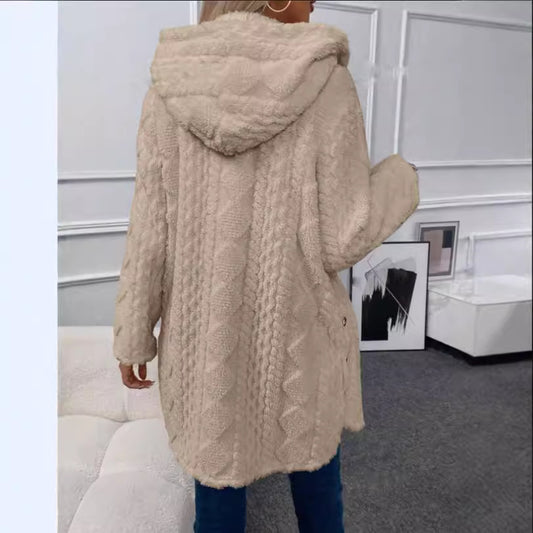 Stylish Warm Fashion Jacquard Plush Hooded Sweaters