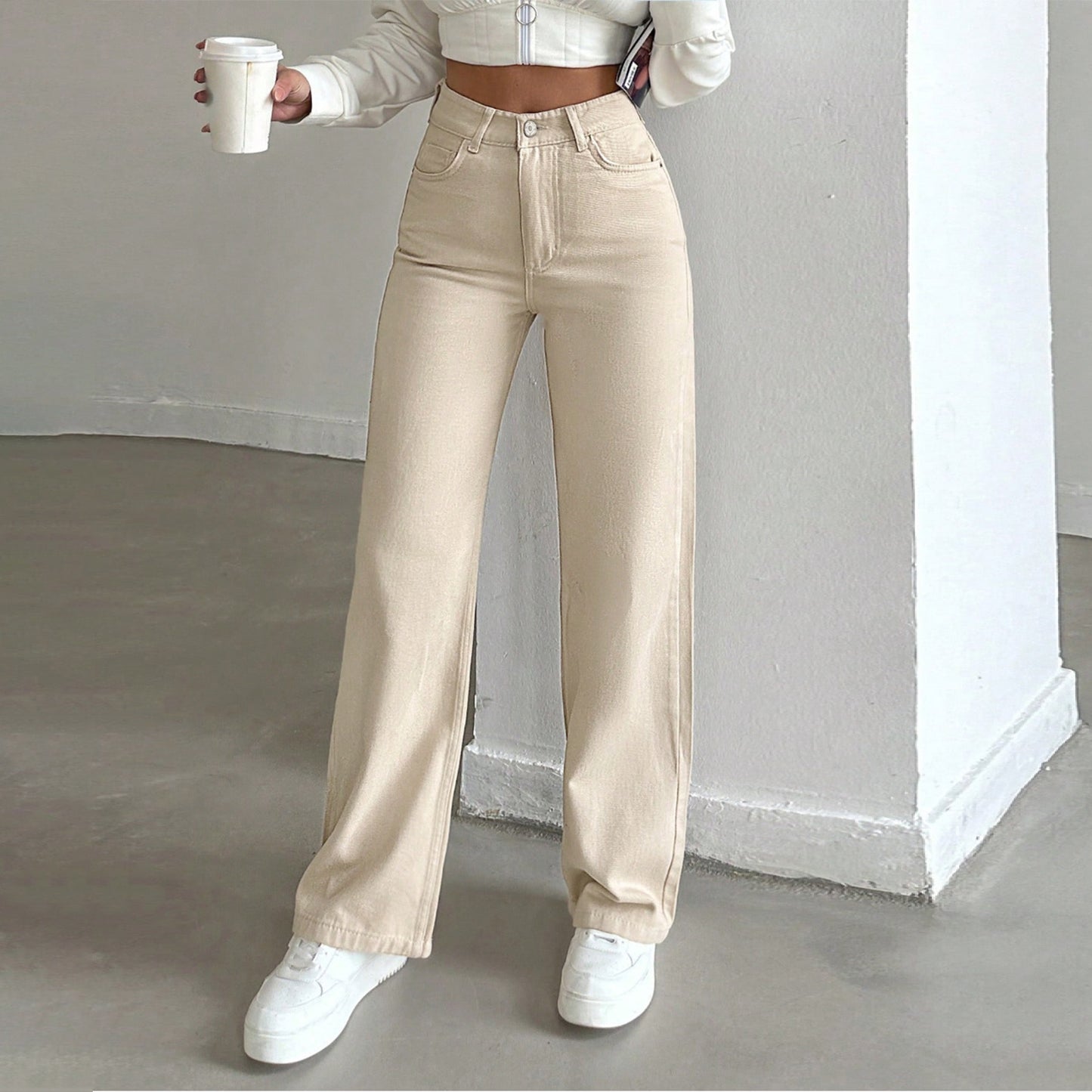Women's Narrow For Elastic Draping Tall Lengthened Jeans