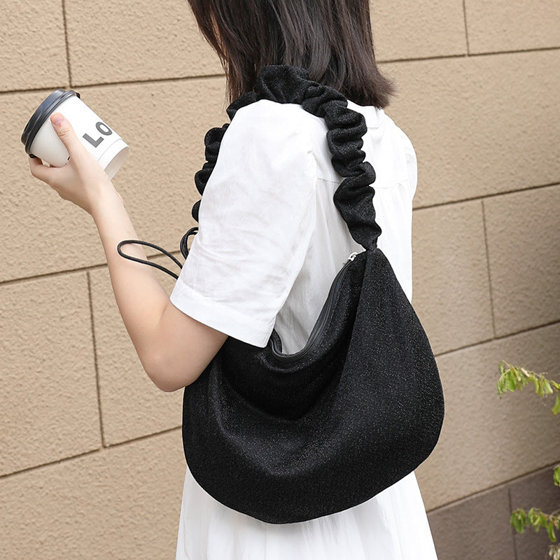 Women's Style Artistic Canvas Underarm Pleated Fashion Crossbody Bags