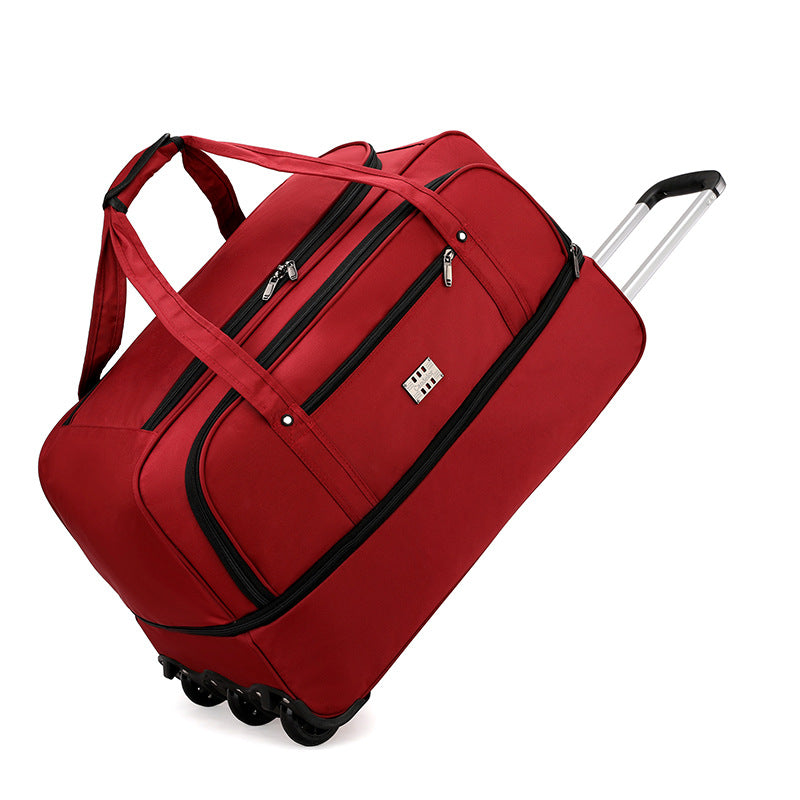 Capacity Oxford Cloth Foldable Tug Heightened Three Wheels Travel Bags