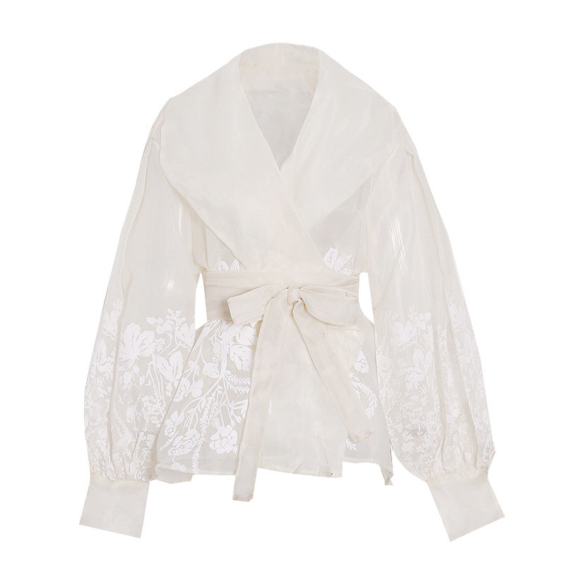 Women's Autumn Vintage Court Style Sexy Collar Blouses