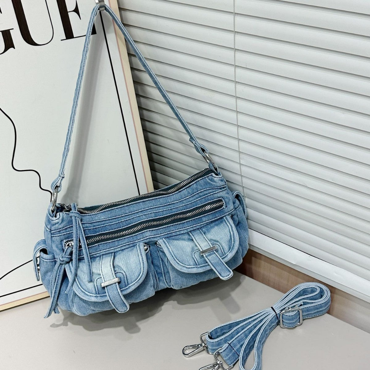 Women's Retro Fashion Underarm Trend Denim Armpit Bags