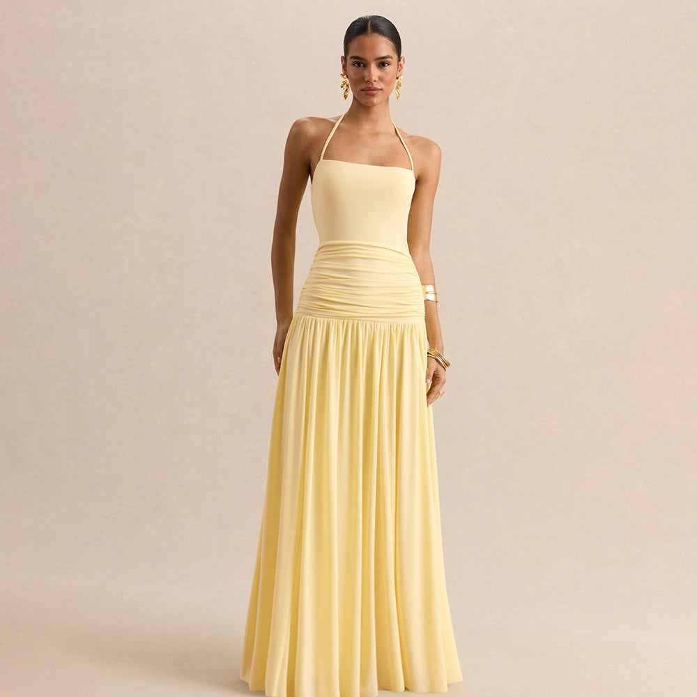 Women's Temperament Pure Color Tube Halter Backless Tops