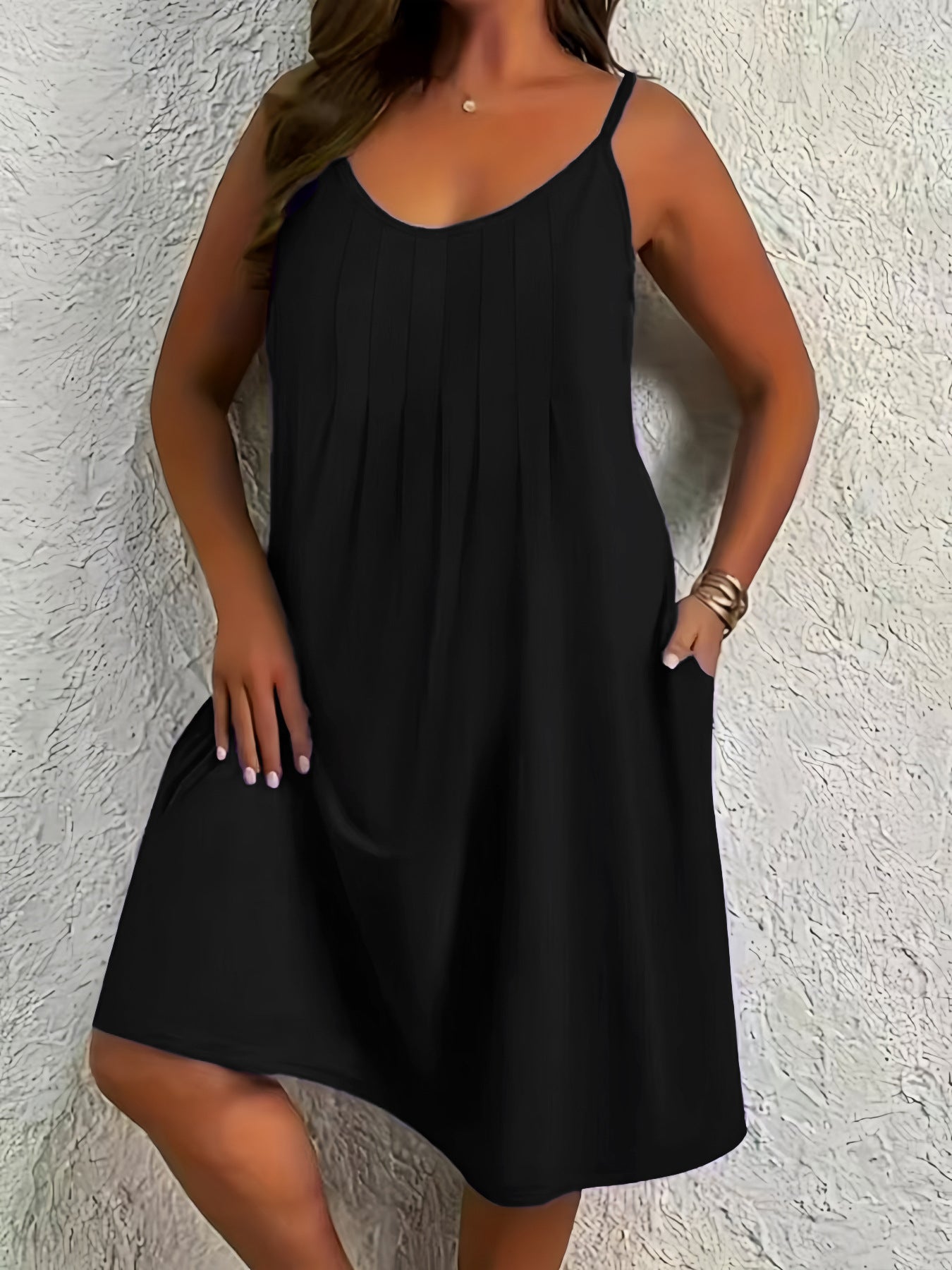 Women's Mid-length Umbrella Solid Color Crew Neck Dress