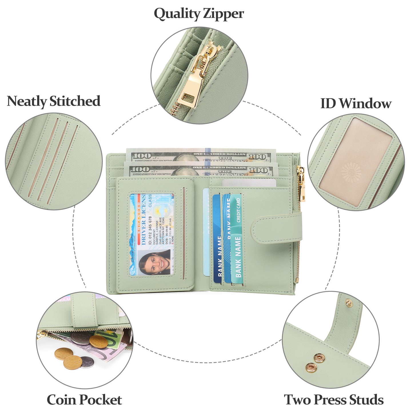 Women's Short Korean Style Tri Fold Multi Ladies Wallets