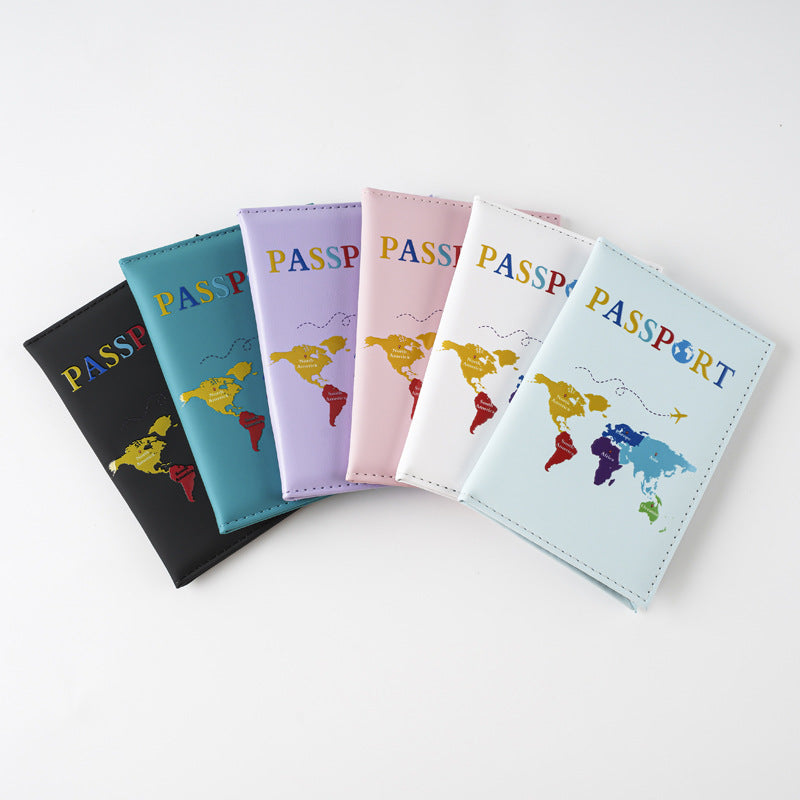 Color Map Passport Cover Storage Ticket Card Holder