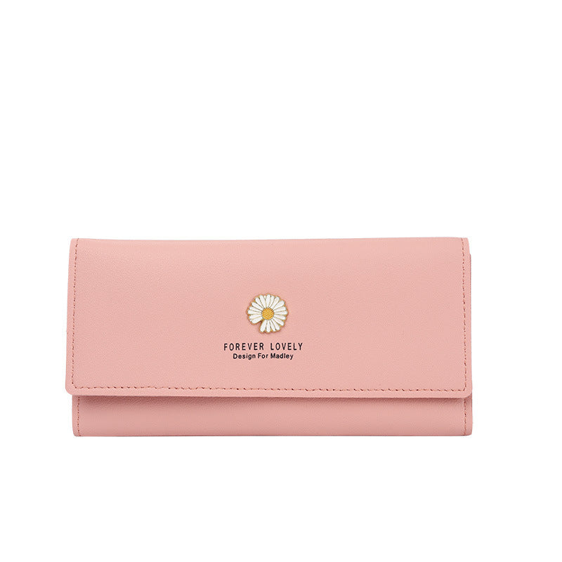 Women's Long Large Capacity Zipper Simple Daisy Ladies Wallets