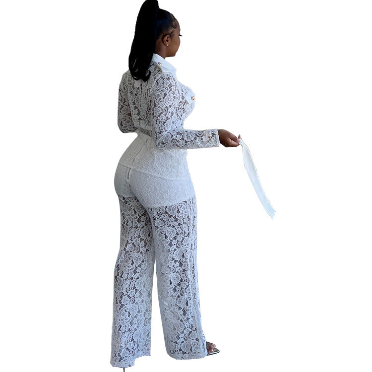 Women's Autumn Fashion Crocheted Lapel Long Sleeve Suits