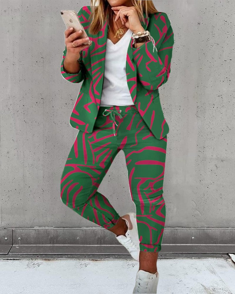 Women's Fashion Printed Long-sleeved Casual Small For Suits