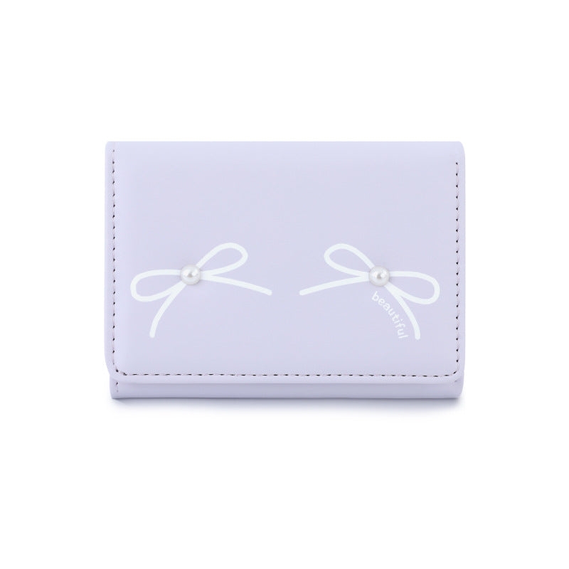 Women's Summer Bowknot Outing Cute Pearl Ladies Wallets