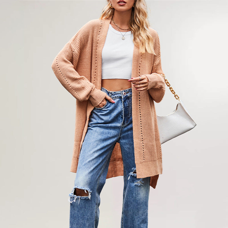 Women's Winter Autumn Solid Color Baggy Pocket Sweaters