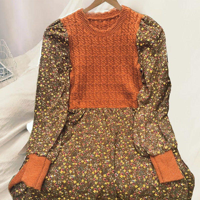 Style Stitching Lace Up Slimming Knitted Dresses