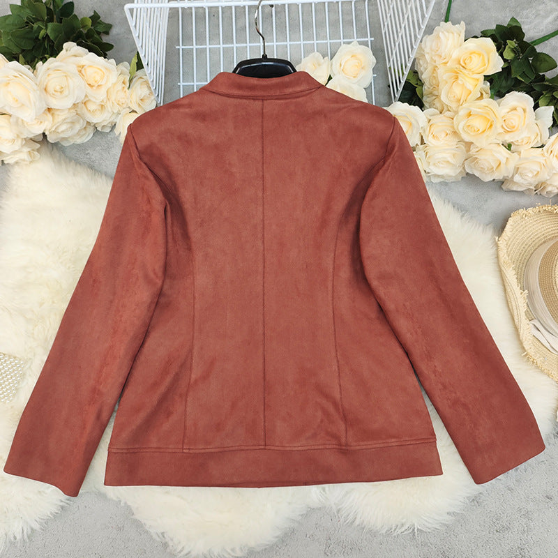 Women's Autumn Fashion Long Sleeve Deerskin Veet Blazers