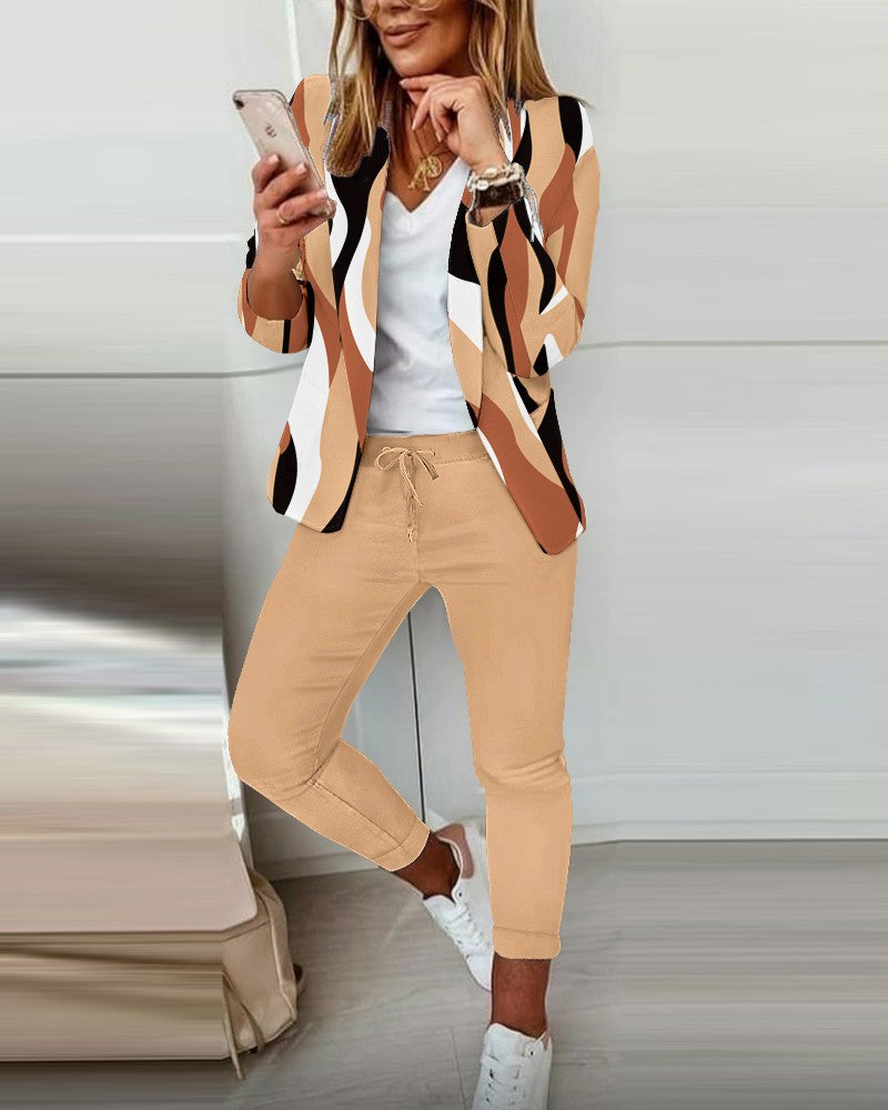 Women's Fashion Printed Long-sleeved Casual Small For Suits