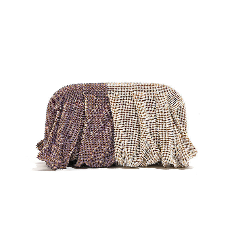 Women's Clouds Clip Pleated Clutch Diamond High-grade Evening Bags