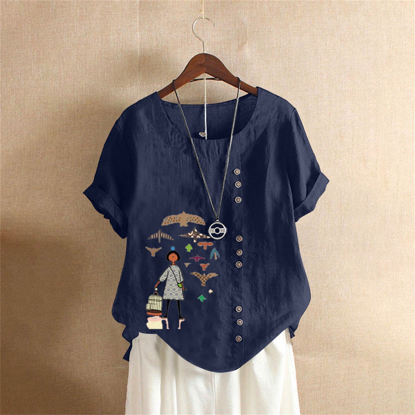 Women's Retro Large Casual Loose Cotton Linen Shorts