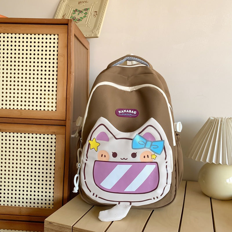 Female Cute Cat High Korean Style Easy Middle School Students' Schoolbags