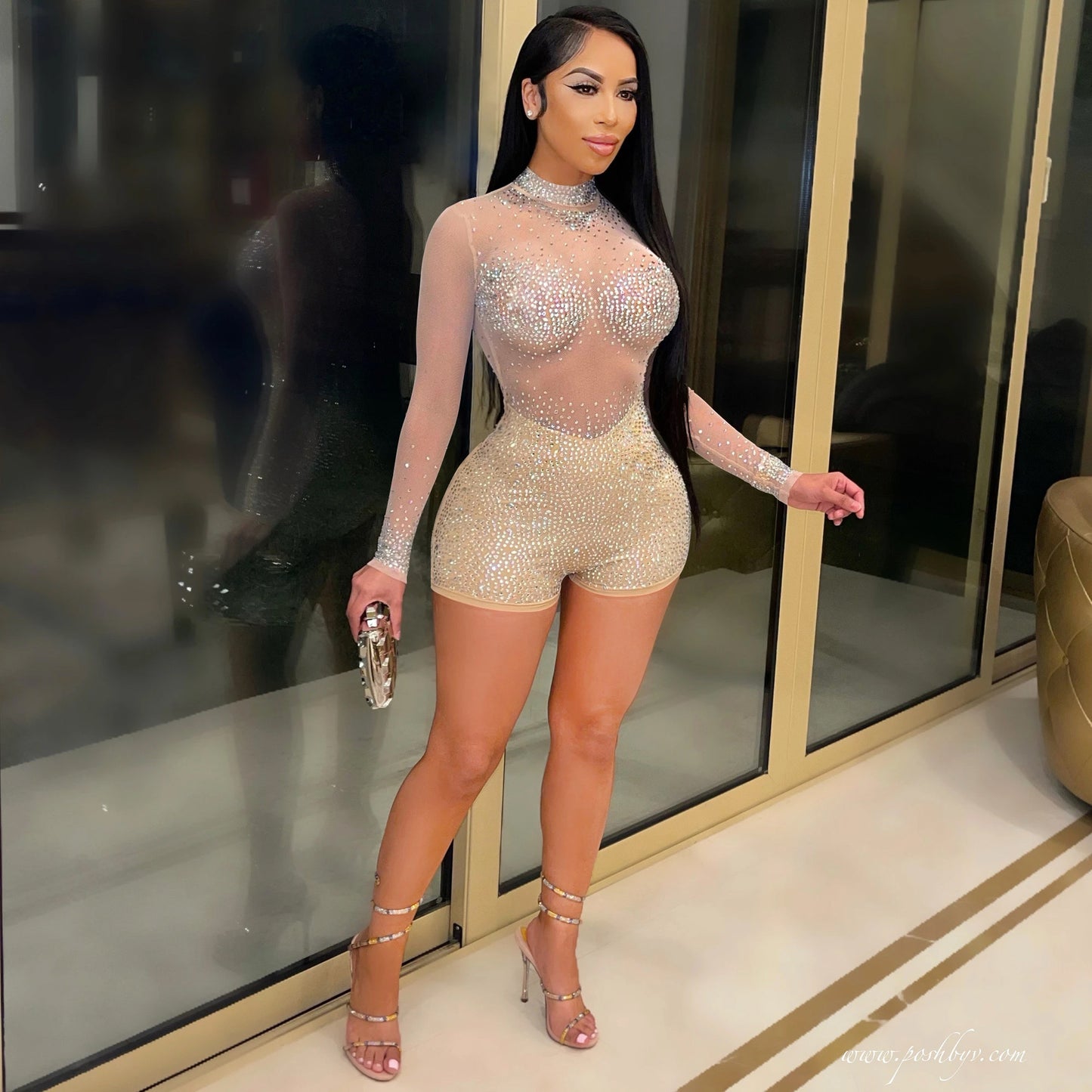 Round Neck Long Sleeve Nightclub Party Pants