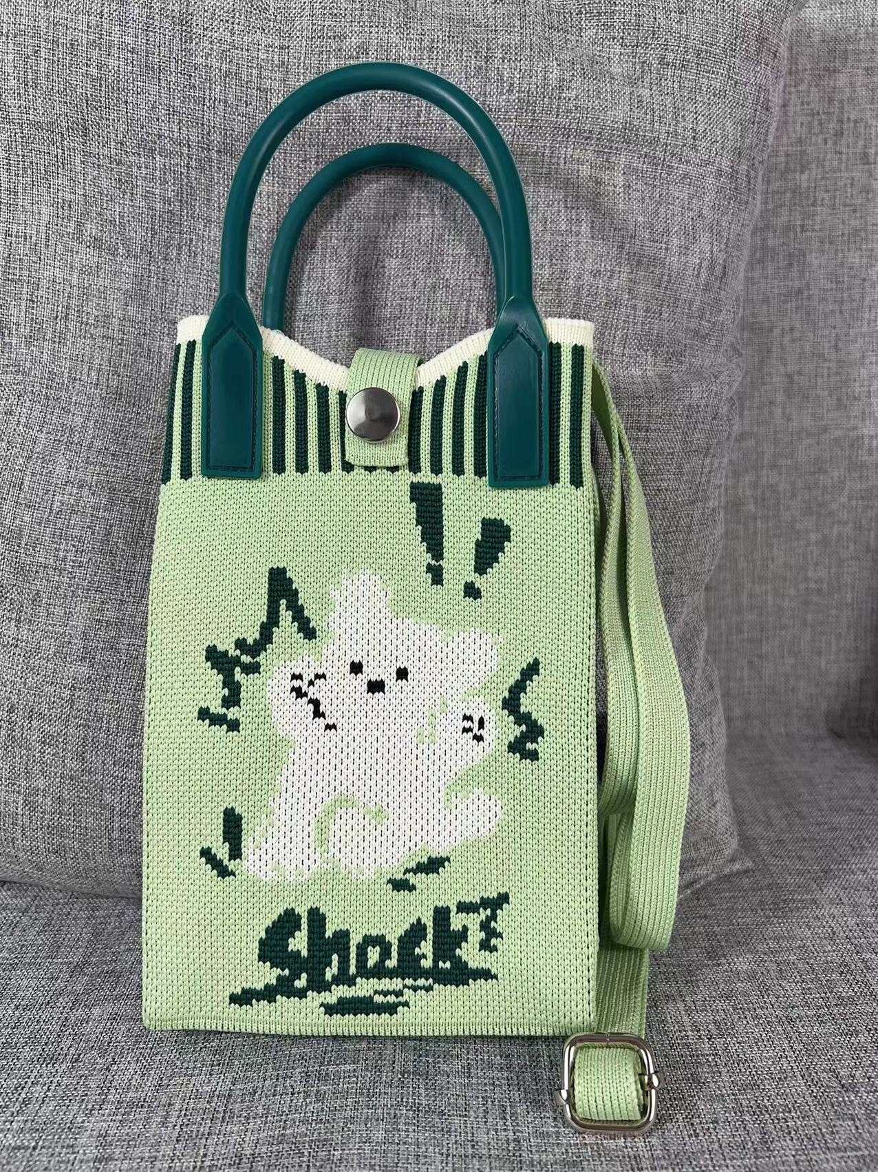 Summer Cartoon Mobile Wool Knitted Adjustable Bags