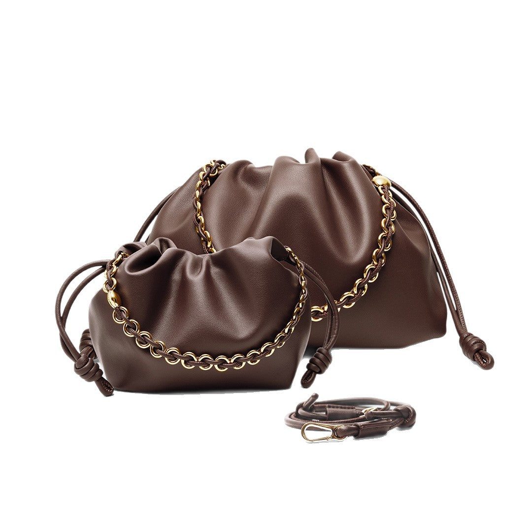 Women's Lucky Genuine Leather Exquisite Hand Pleated Crossbody Bags