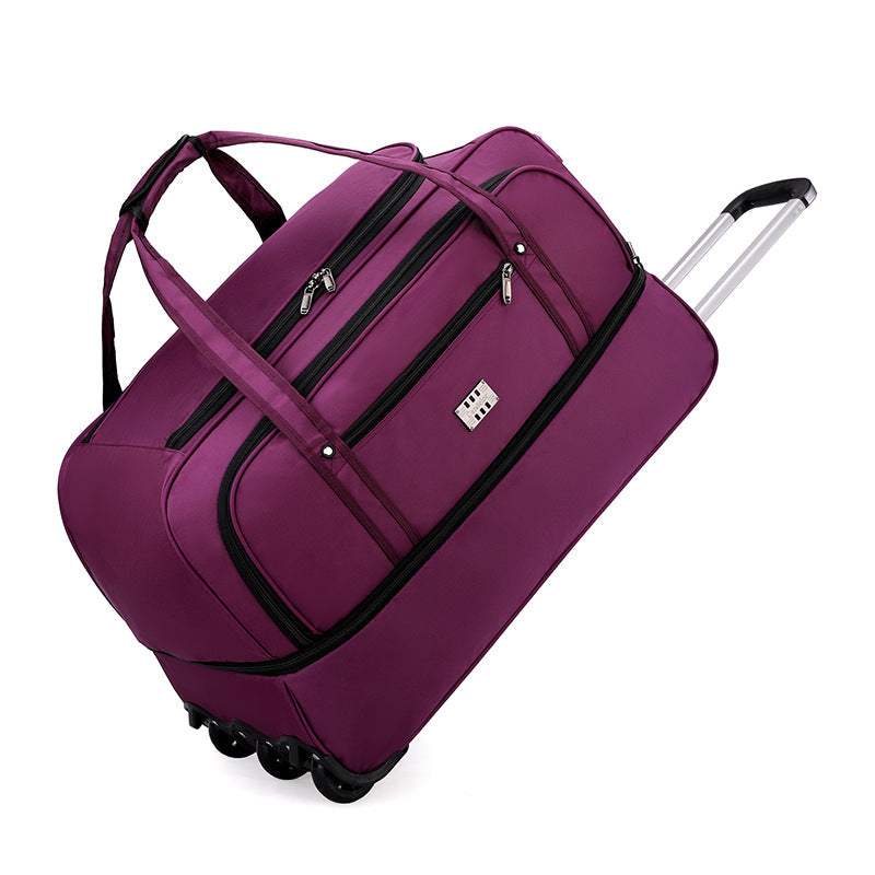 Capacity Oxford Cloth Foldable Tug Heightened Three Wheels Travel Bags