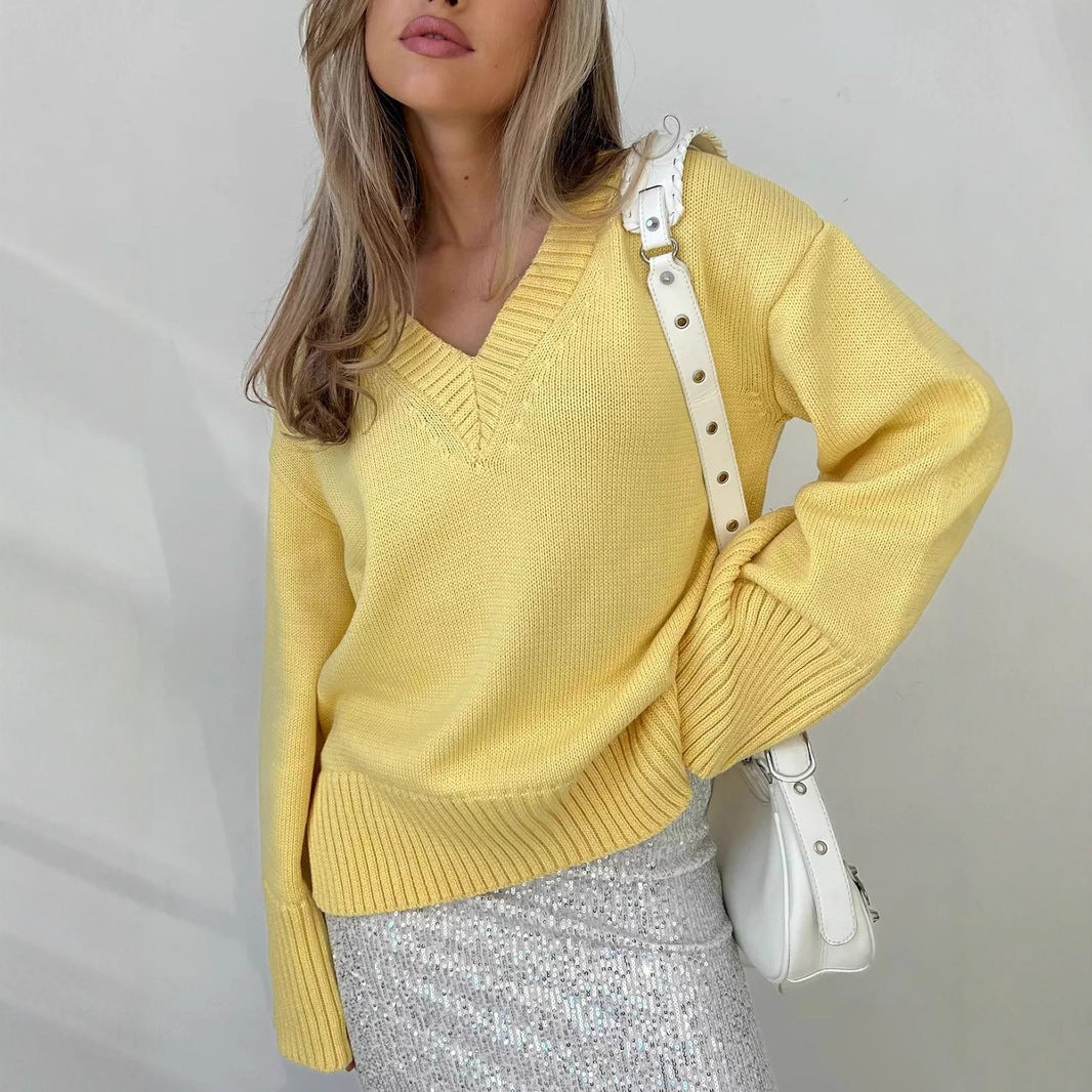 Women's Solid Color Pullover Idle Style Casual Sweaters