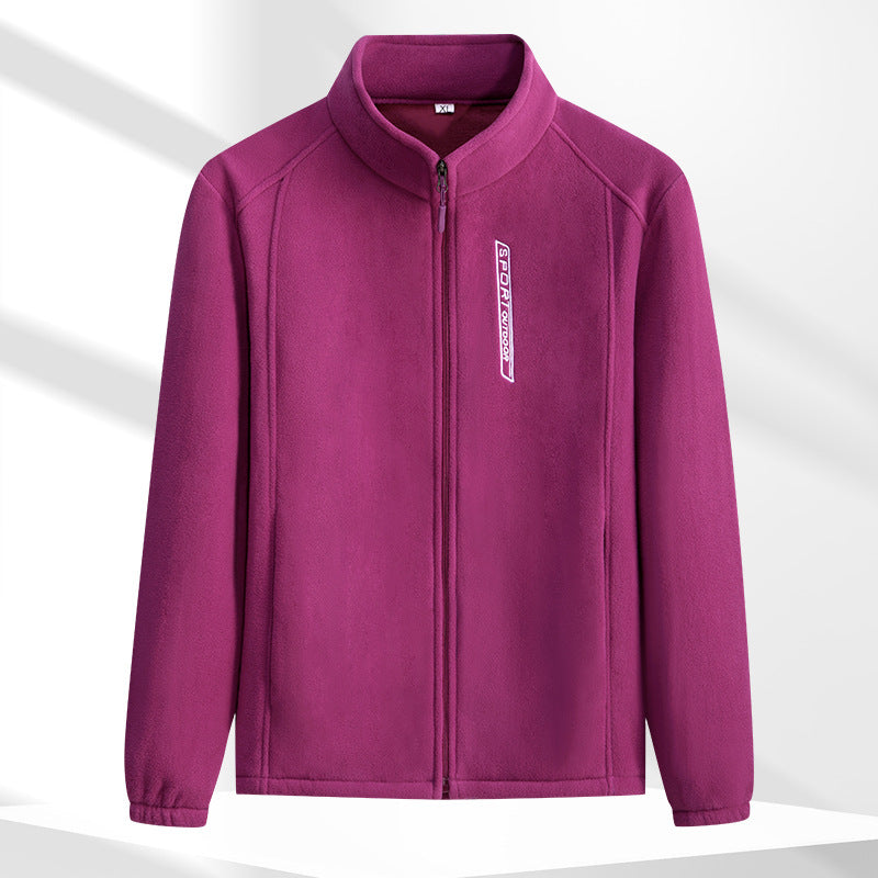 Women's Polar Fleece Fleece-lined Thickening Stand Collar Zipper Women's Sweater, Sweater