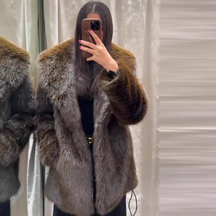 Women's Street Fashion Faux Fur Warm Coats