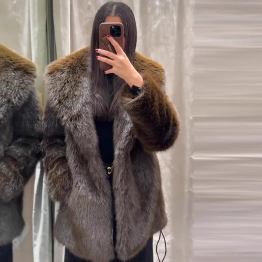 Women's Street Fashion Faux Fur Warm Coats