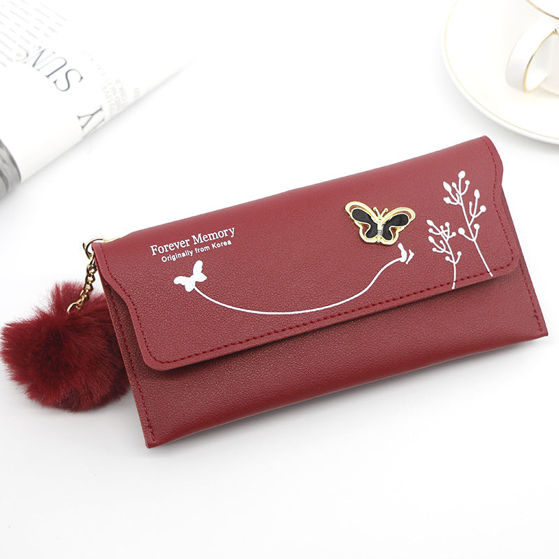 Women's Direct Wholesale Long Solid Color Fur Ladies Wallets