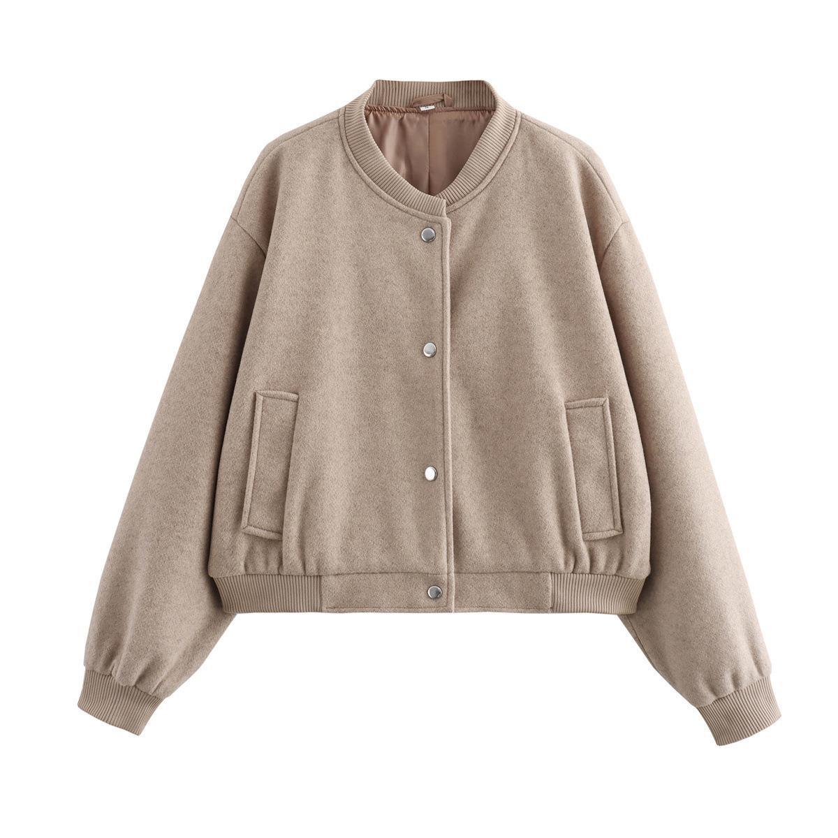 Women's Street Fashion Soft Woolen Carbon Black Coats