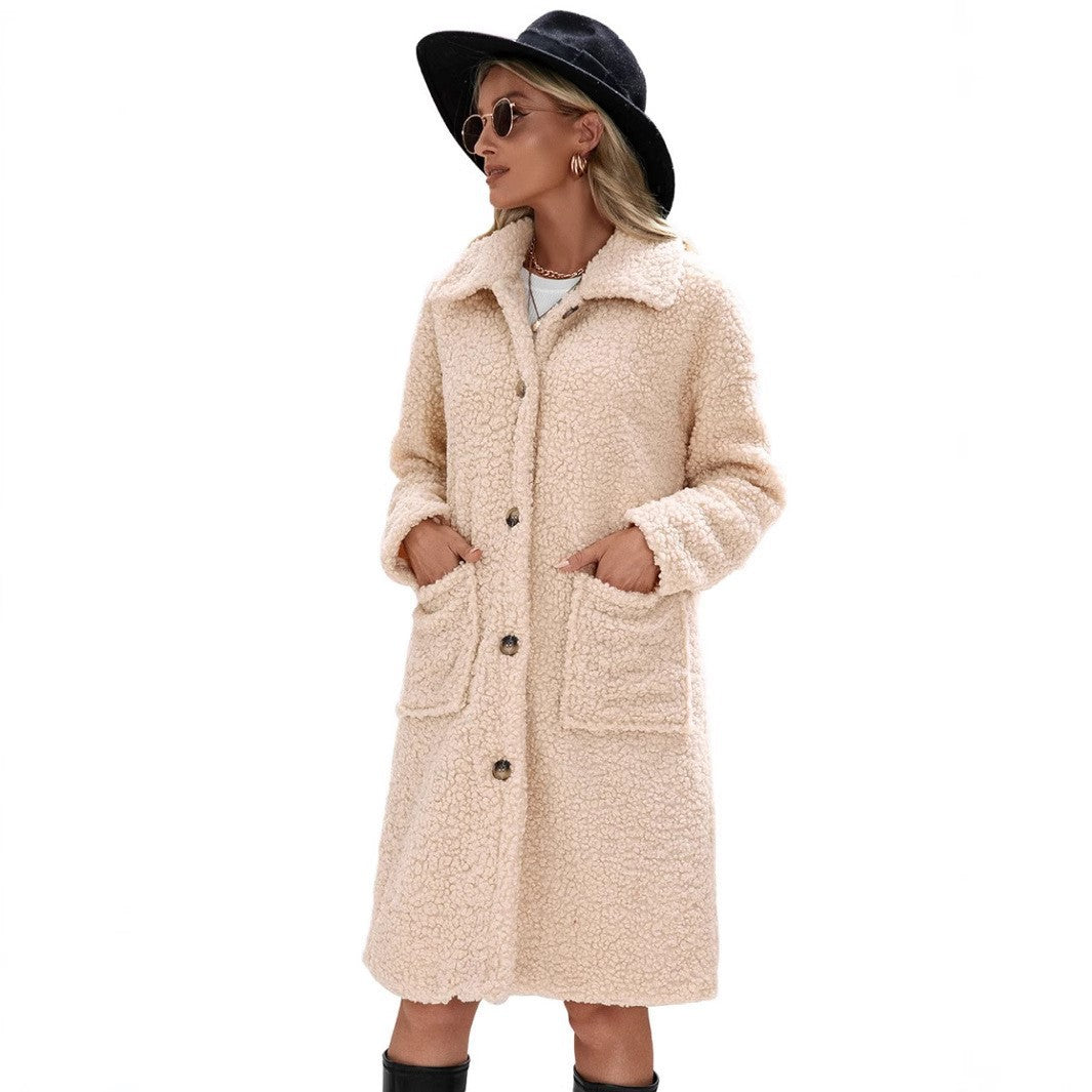 Women's Plush Thickened Single-breasted Lamb Wool Coats
