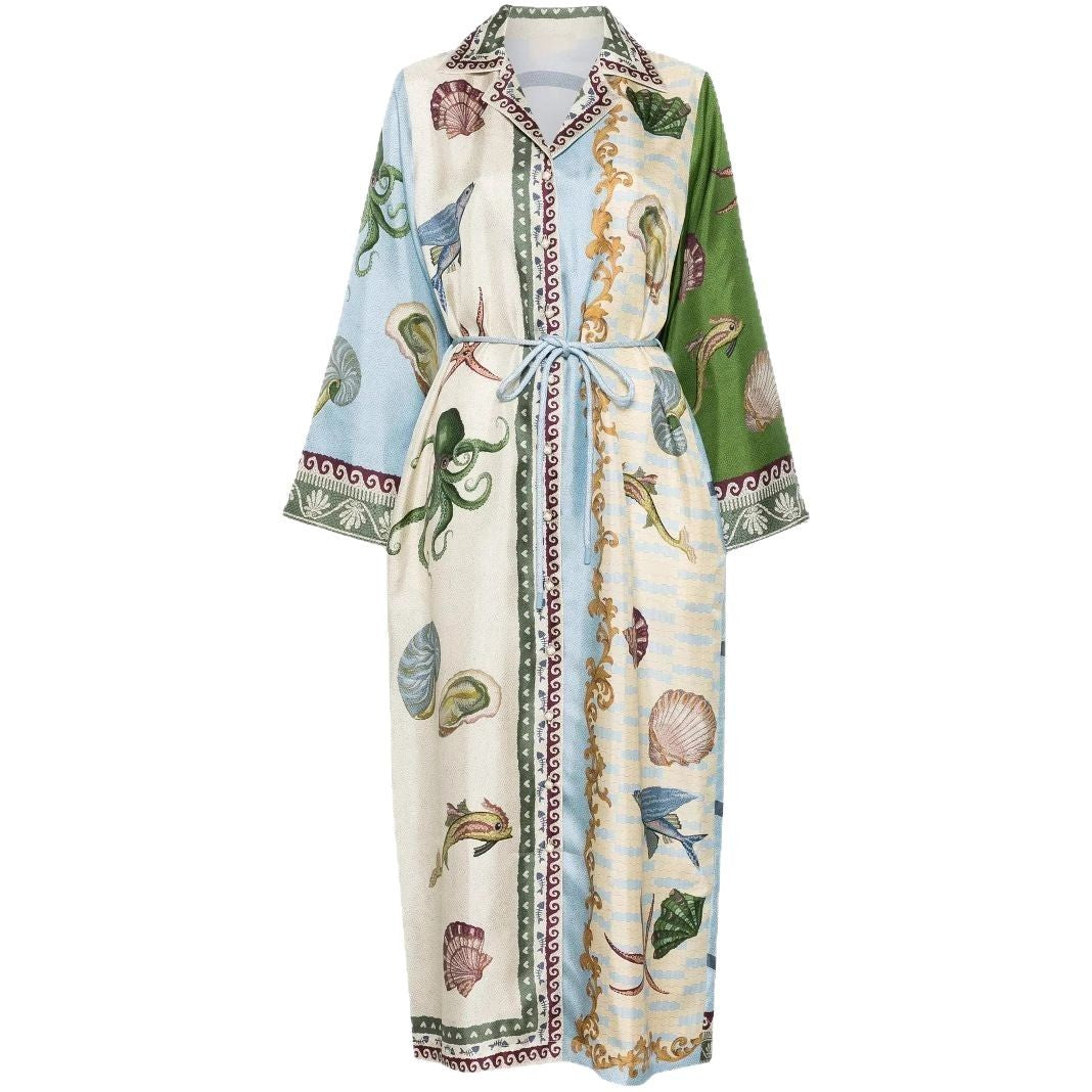 Temperament Leisure Linen Collar Long Dress Dresses