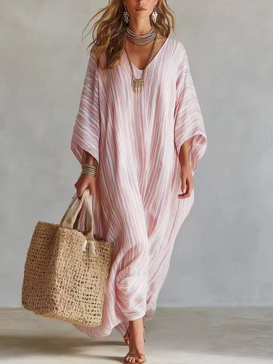 Women's Summer Digital Printed Half Sleeve Kraft Tan Dress